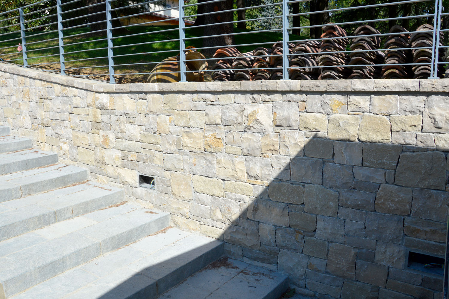 villa Muro contenimento pietra credaro